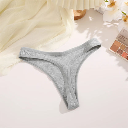 4PCS Women Cotton Thongs Female Sexy Low Waist Panties