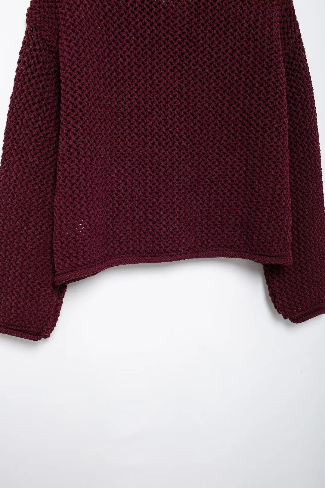 Women Vintage Wine Red Sweater Cardigan