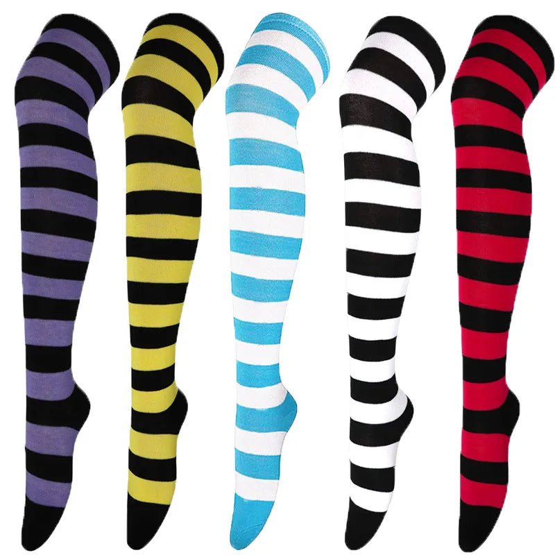 Color Striped Stockings Japanese Over Knee