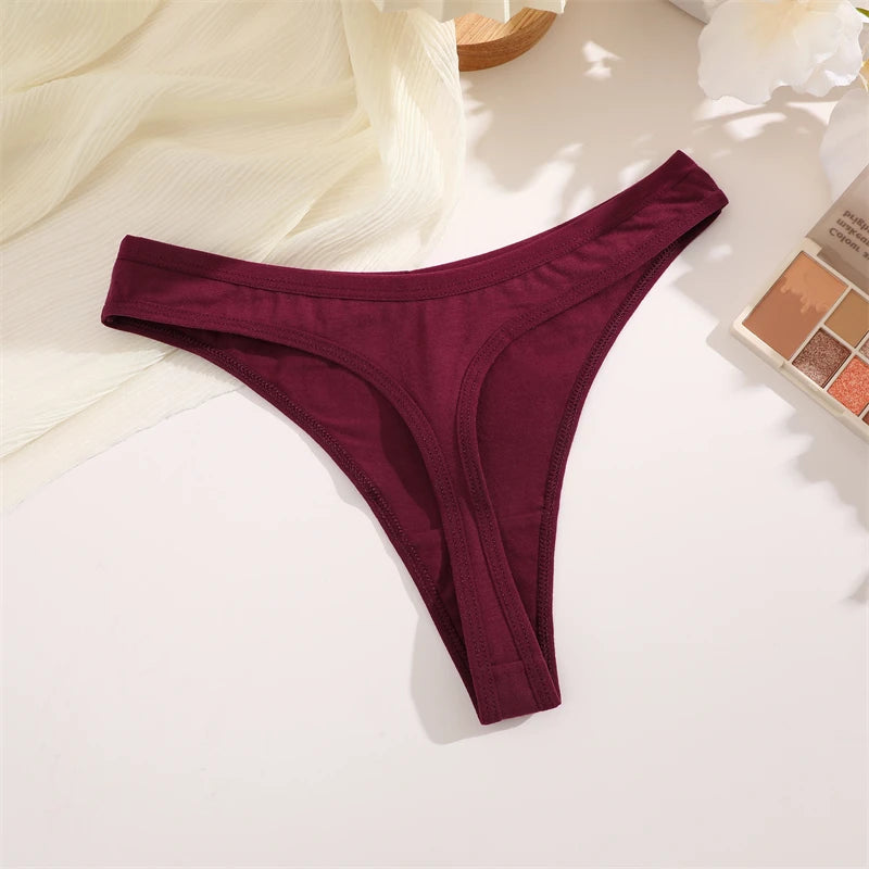 4PCS Women Cotton Thongs Female Sexy Low Waist Panties