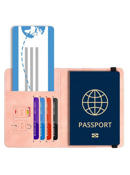 RFID Blocking Leather Card Case Passport Holder