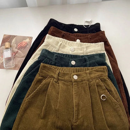 Retro High Waist Corduroy Pants