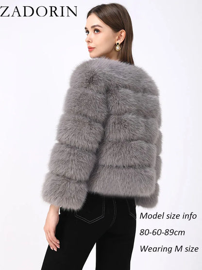 Mink Coats Autumn Winter Fluffy Black Faux Fur Coat