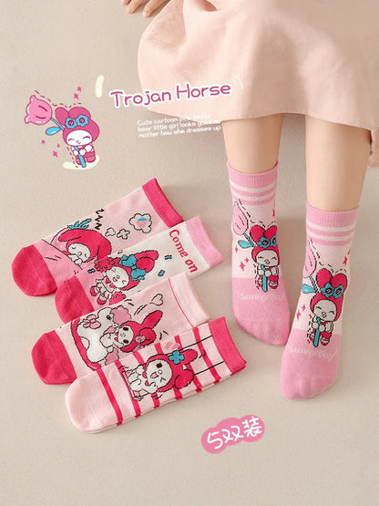 Hello Kitty Kids Socks (5 pairs)