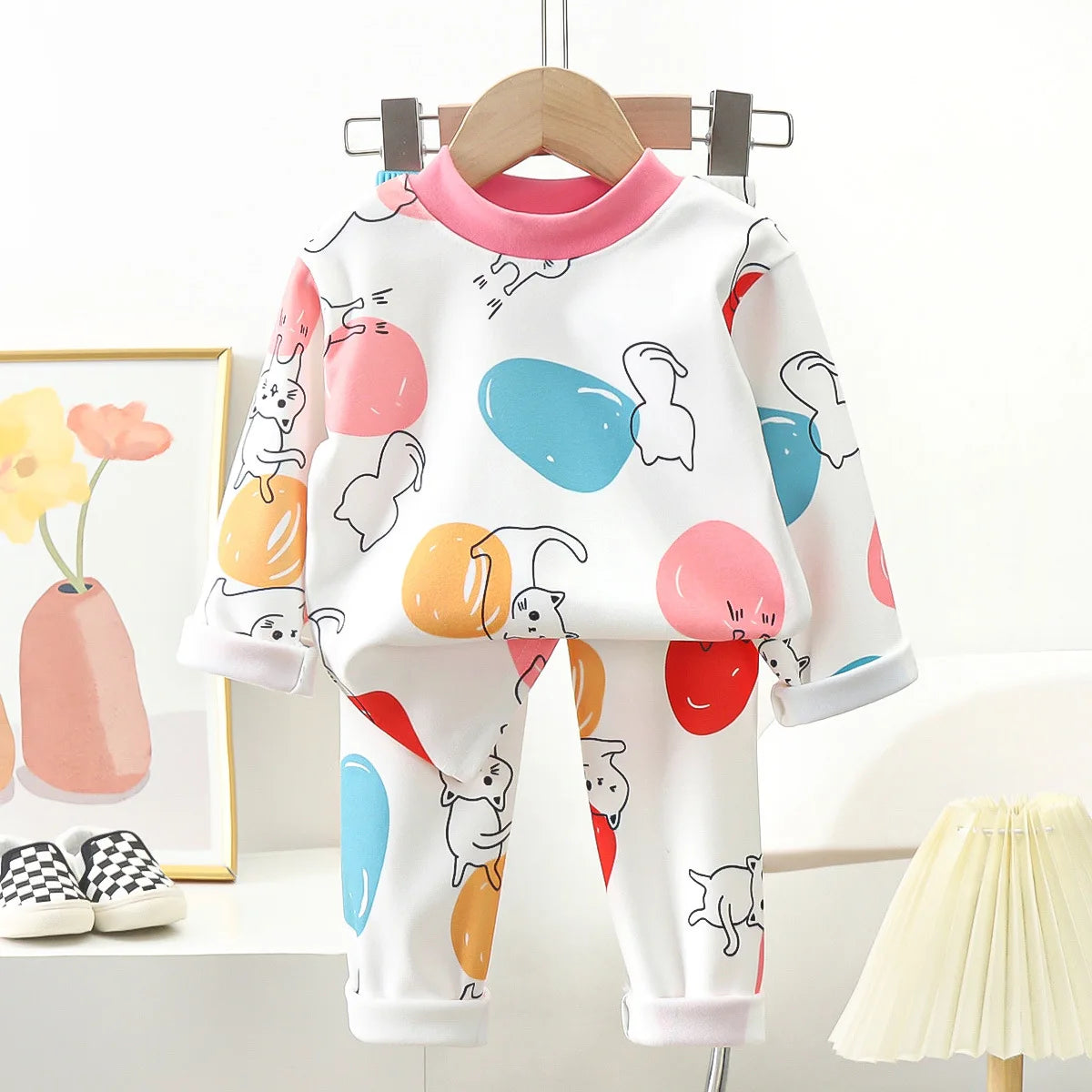 New Kids Autumn Warm Pajamas Boys Girls Cute Cartoon