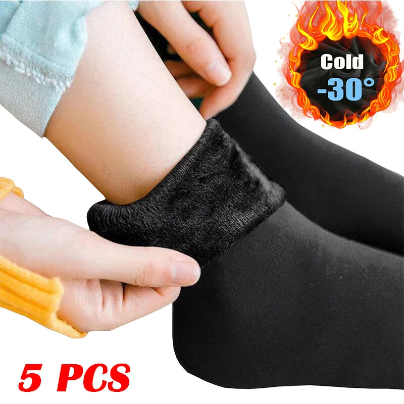 5Pairs/Lot Winter Warm Solid Women Socks