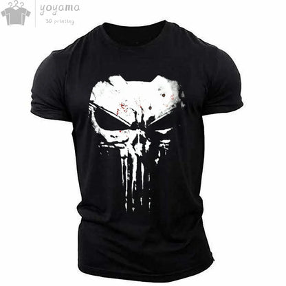 T Shirt 3d Print Military Patriotic Skull O-Neck