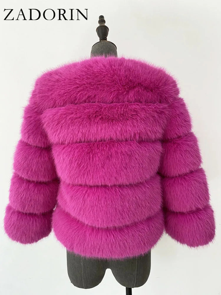 Mink Coats Autumn Winter Fluffy Black Faux Fur Coat