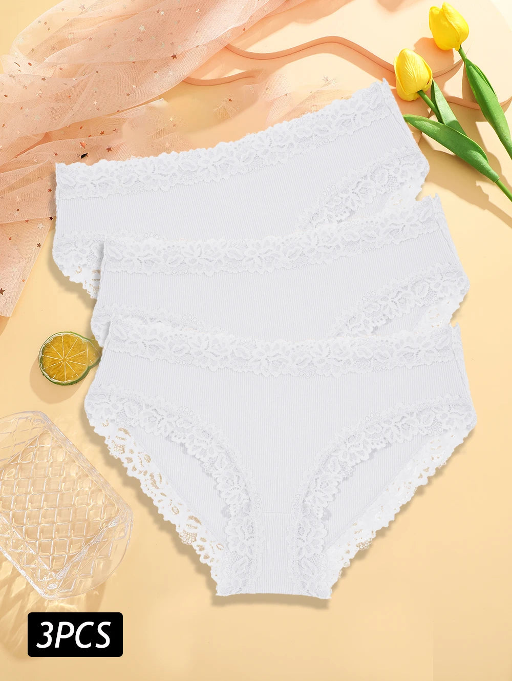 3PCS/Set Sexy Lace Cotton Panties