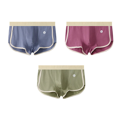 3PCS/Pack 100% Cotton Solid Striped Men's Boxer