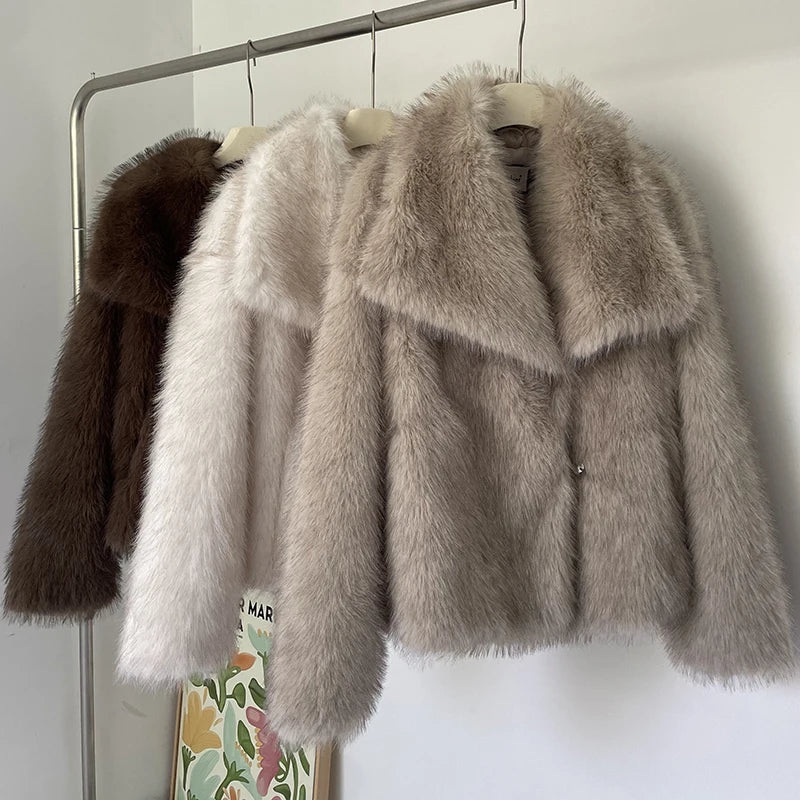 New Fashion Gradient Fluffy Fur Coat