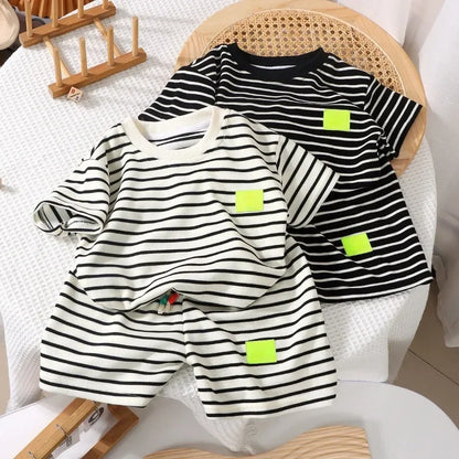 2Pcs Fashion Children Short Sleeve Shorts Sets Summer Kids