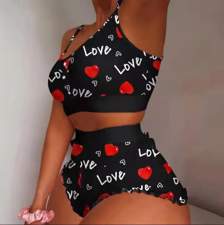 2 Pieces Set Women's Pajama Shorts Suit