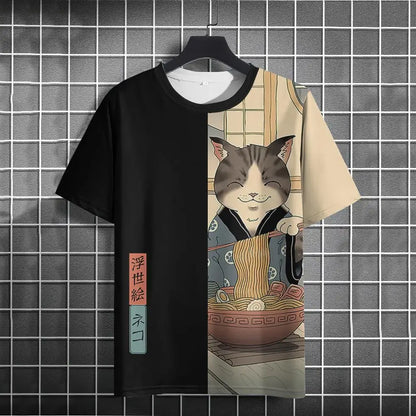 Unisex 2024 T Shirt Japanese Samurai Cat 3d