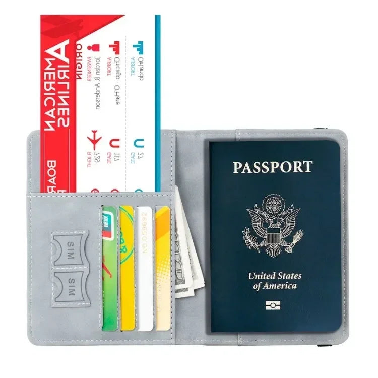 RFID Blocking Leather Card Case Passport Holder