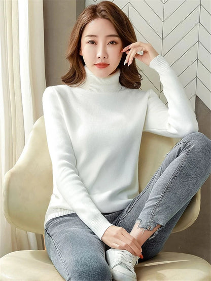 Turtleneck Winter Sweater Women Elegant