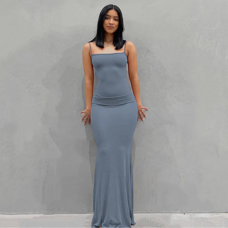 Satin Slip Sleeveless Backless Maxi Dress