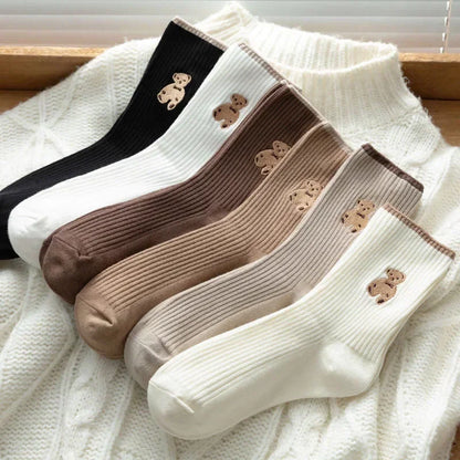 Cartoon Bear Socks Soft Cotton (5 Pairs)