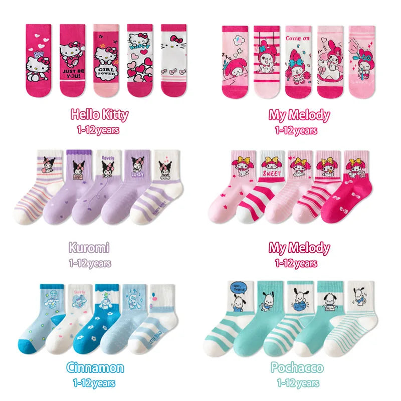 Hello Kitty Kids Socks (5 pairs)