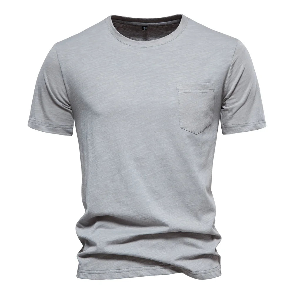 100% Cotton Men T-shirt Casual Soft Fitness