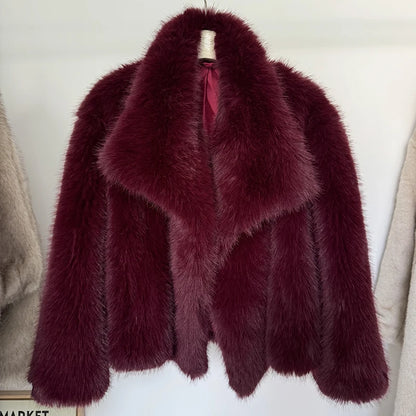 New Fashion Gradient Fluffy Fur Coat