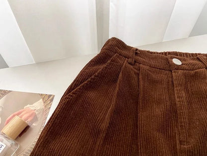 Retro High Waist Corduroy Pants