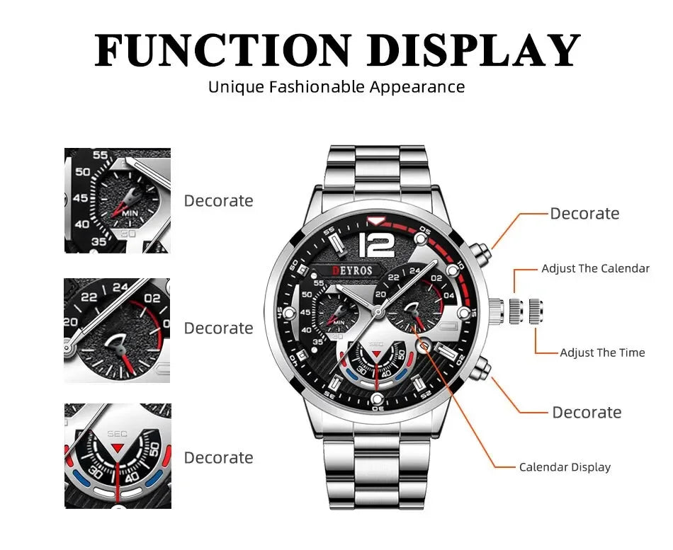 Fashion Men Watches Luxury Stainless Steel