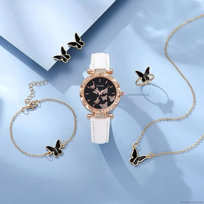 6/1pcs Set Women Watch Ring Necklace Earrings Bracelet