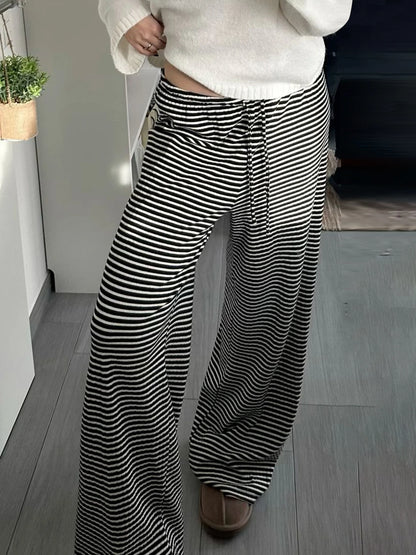 Striped Low Waist Straight Pants