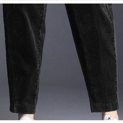 Plush Thick Casual Pants Women Corduroy Warm Pants