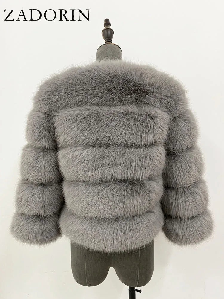 Mink Coats Autumn Winter Fluffy Black Faux Fur Coat