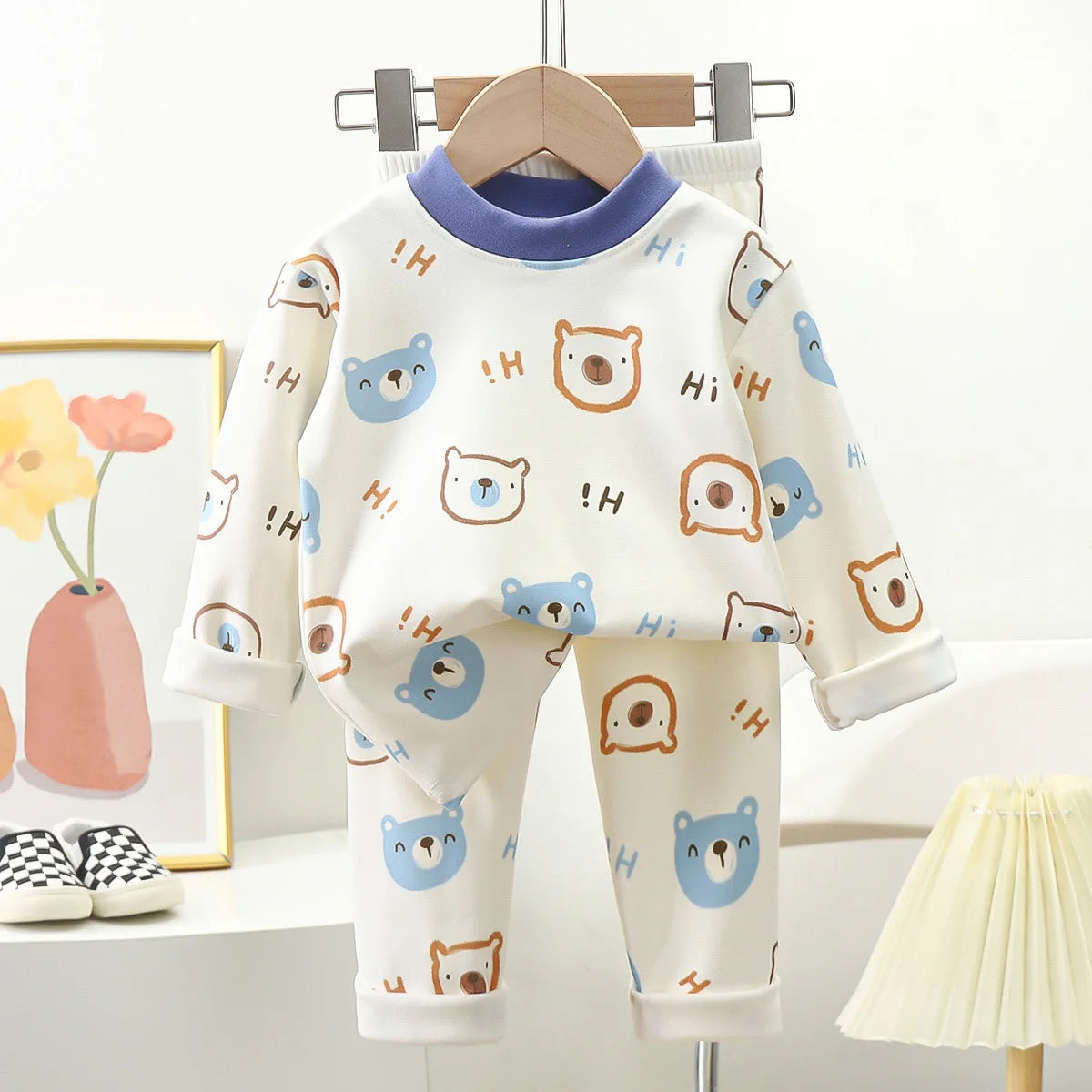 New Kids Autumn Warm Pajamas Boys Girls Cute Cartoon