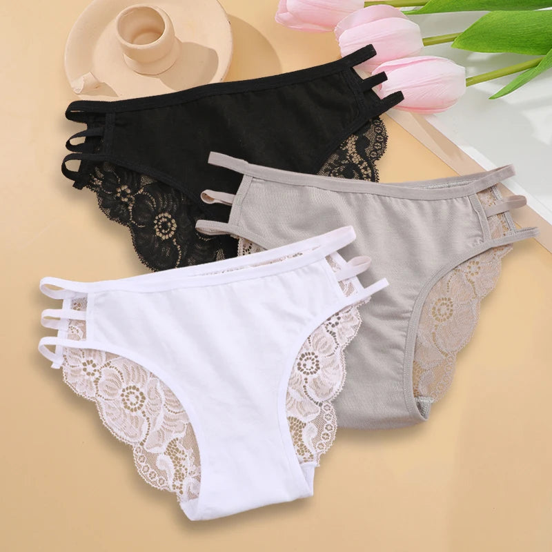 3PC/Set Women's Sexy Floral Lace Panties