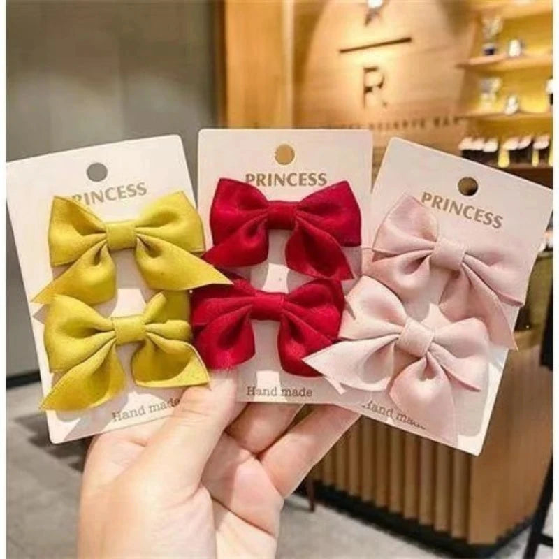 2 Piece Bow Hair Clip Elegant Flower