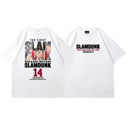 Anime Slam Dunk Print T-Shirt Men's Oversized