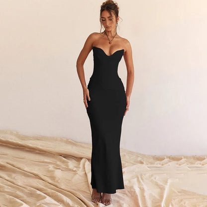 Corsets Tube Sleeveless Midi Dress