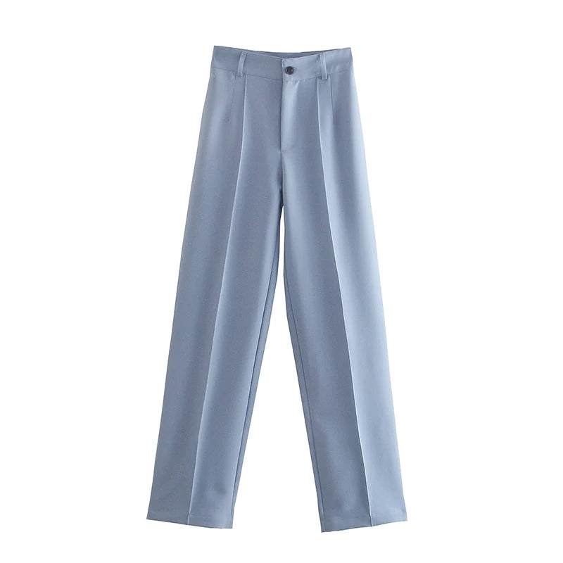 Women Chic Fashion Office Wear Straight Pants