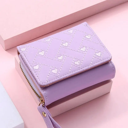 Women's Short Embroidered Love Zero Wallet