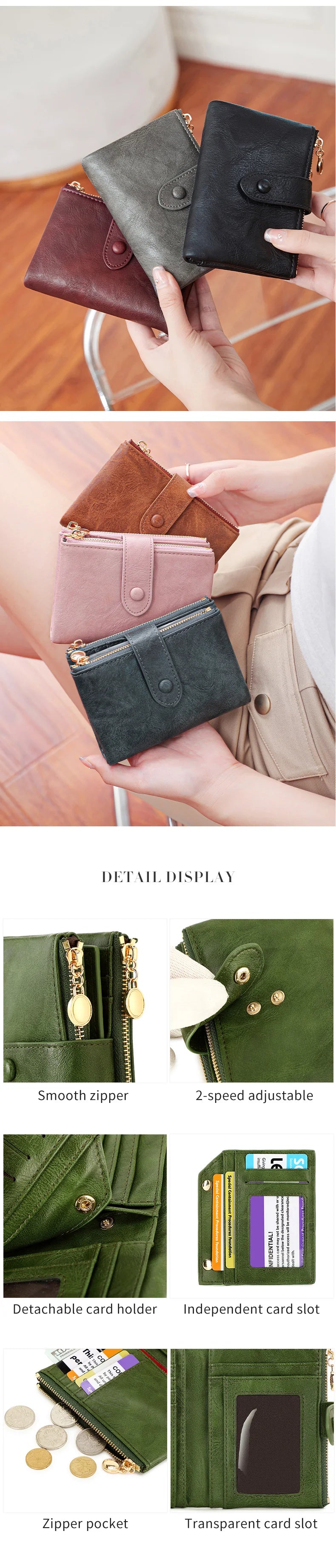 Women's Wallet Short Three Layer Large Capacity Double Zipper