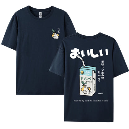 Cute Japanese Cat Print Oversized T-shirt