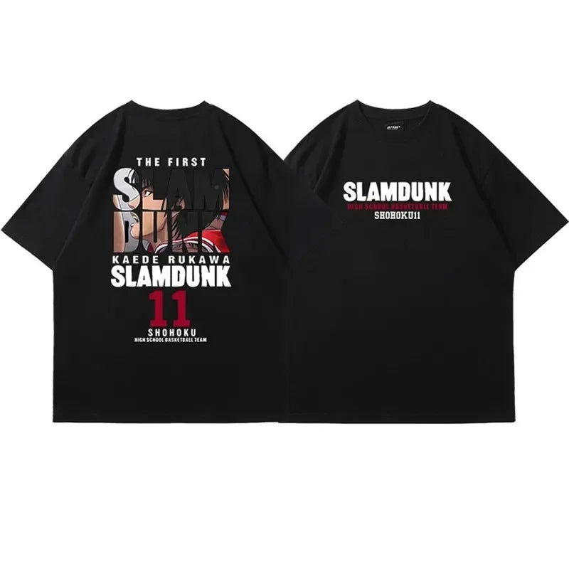 Anime Slam Dunk Print T-Shirt Men's Oversized