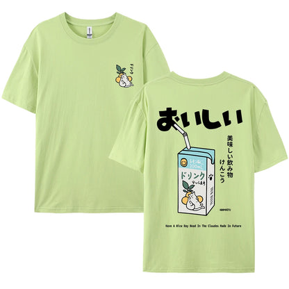 Cute Japanese Cat Print Oversized T-shirt