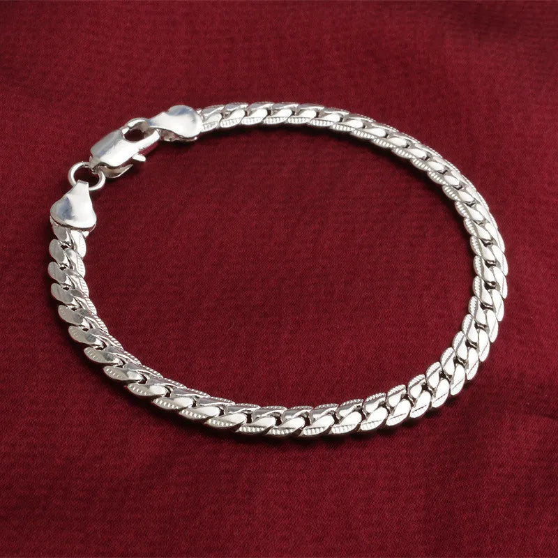 925 Sterling Silver Bracelet 6mm 18/20cm Flat Side