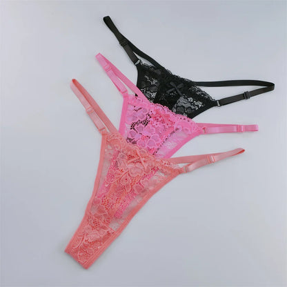 3Pcs Lace Thongs Women Lace Low Waist Panties