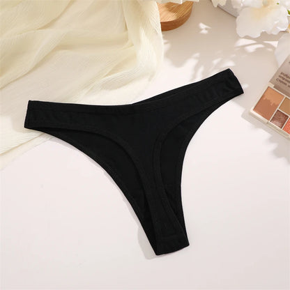 4PCS Women Cotton Thongs Female Sexy Low Waist Panties