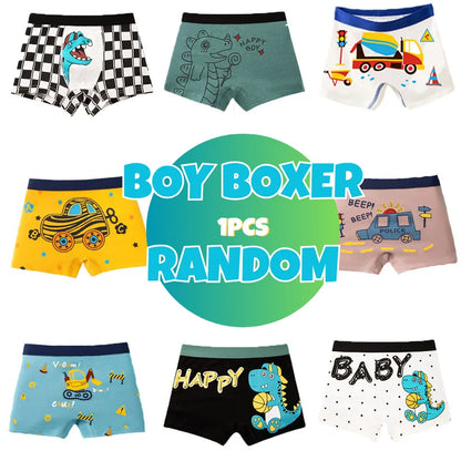 Multipack Cotton Boy Boxer Brief Fun Excavator Pattern Kids Boxers