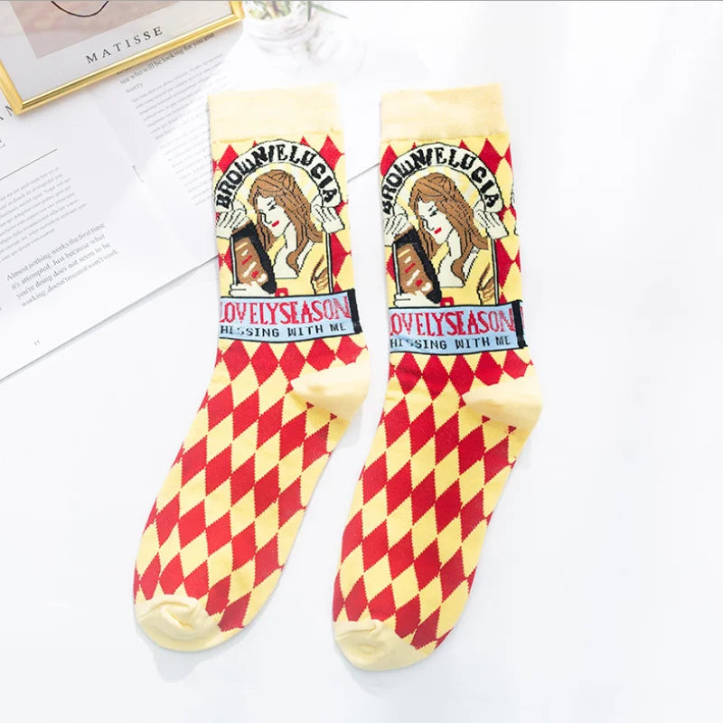 Colorful Print Socks Women