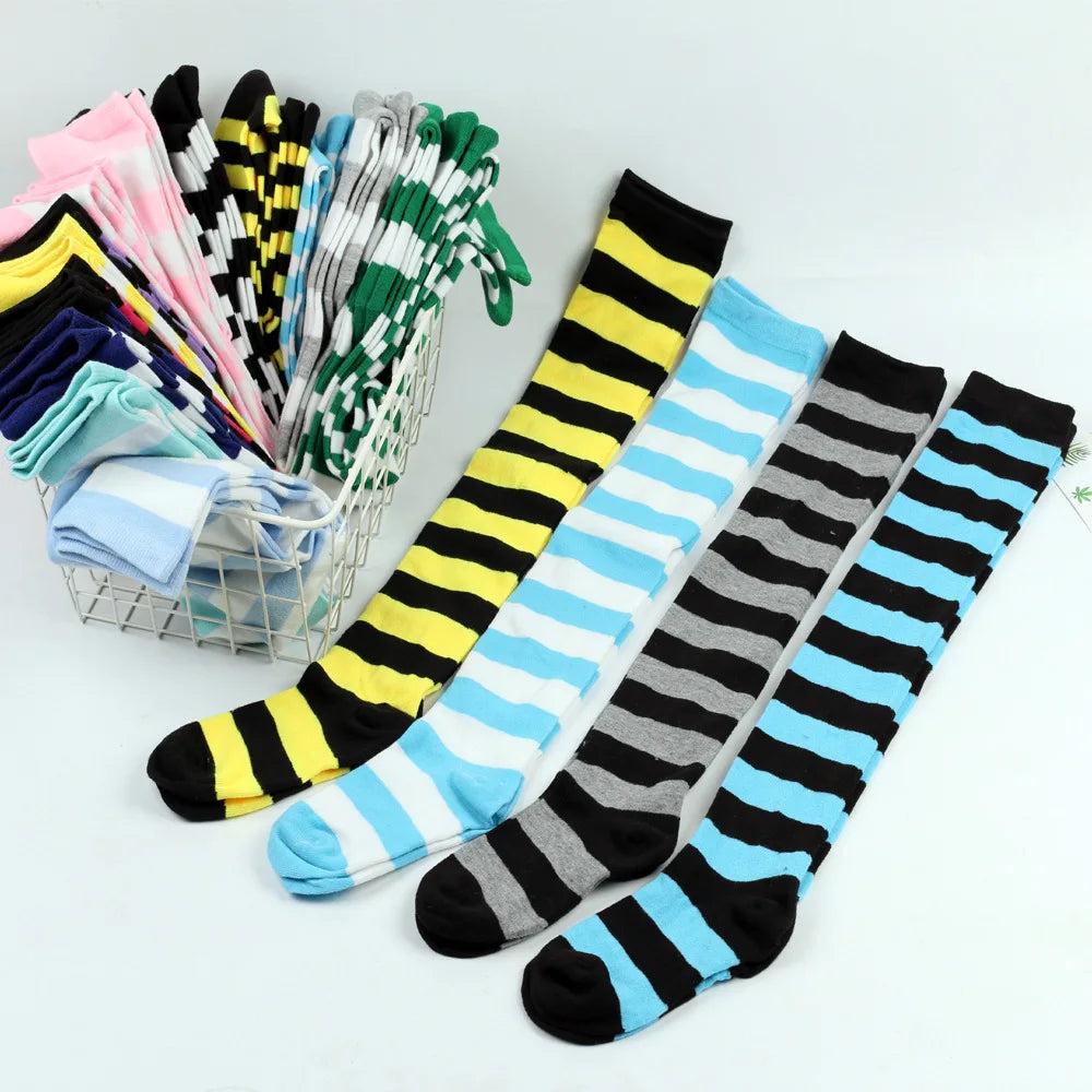 Color Striped Stockings Japanese Over Knee