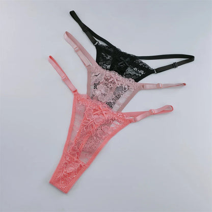 3Pcs Lace Thongs Women Lace Low Waist Panties