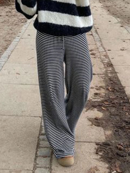 Striped Low Waist Straight Pants